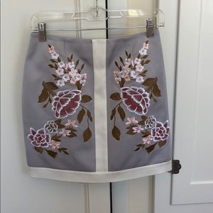 Satin embroidered skirt